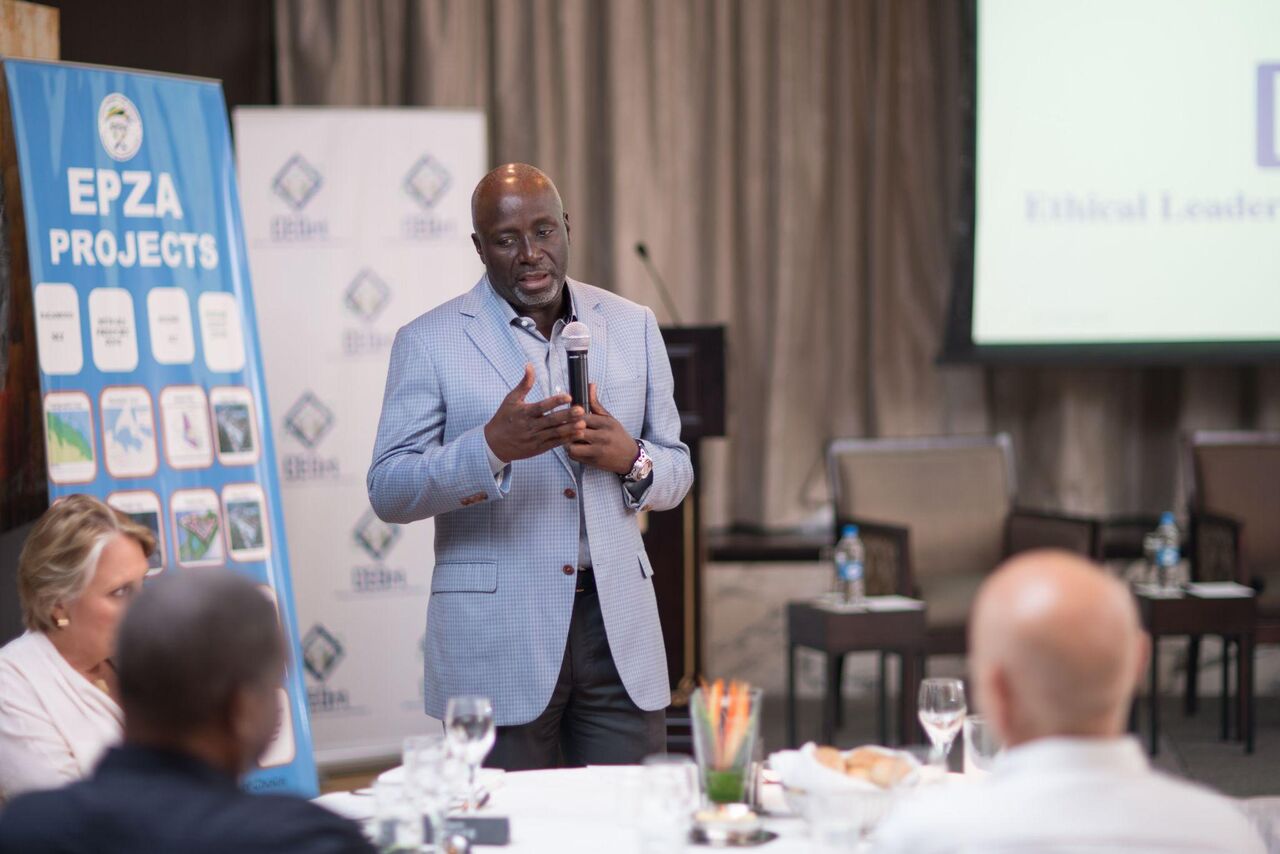 A speaker addressing a CEOrt session on ethical leadership